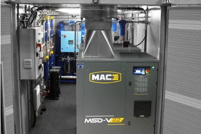 Conteneur aménagé compresseur air comprimé industriel installation mobile usine