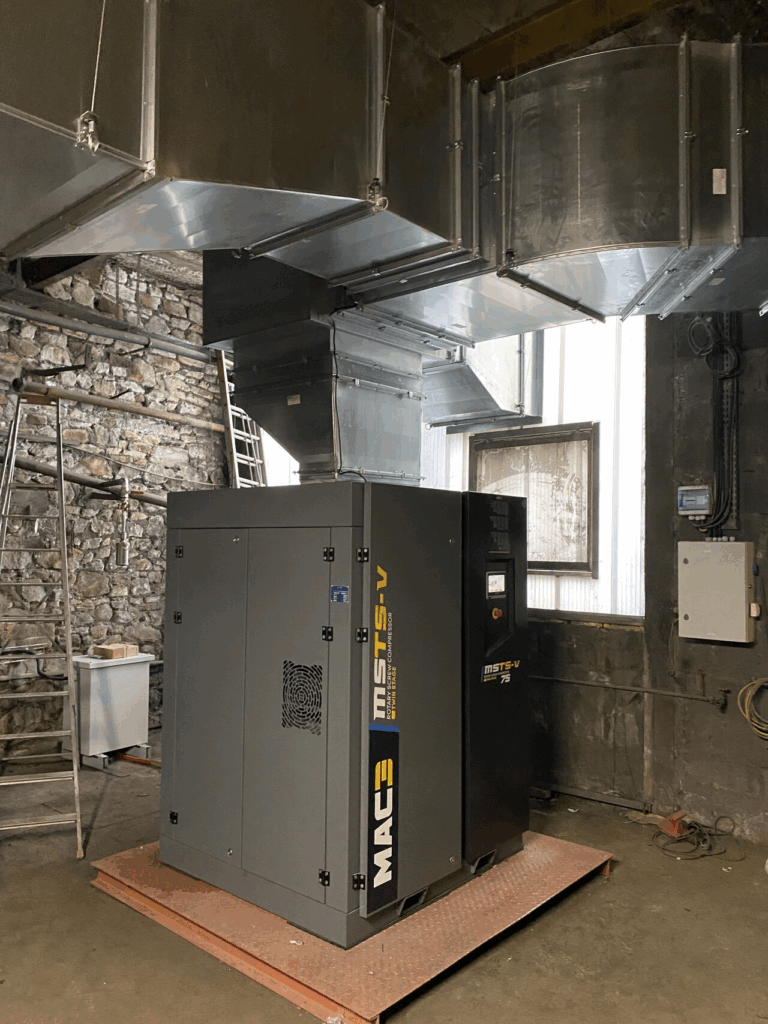 Installation MSTS-V 75 vitesse variable compresseur industriel air comprimé usine MAC3 Pole Air Industrie réseau