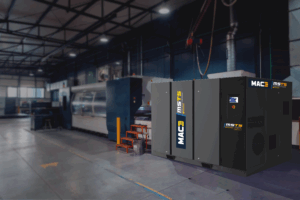 Compresseur d’air industriel en fonctionnement en usine