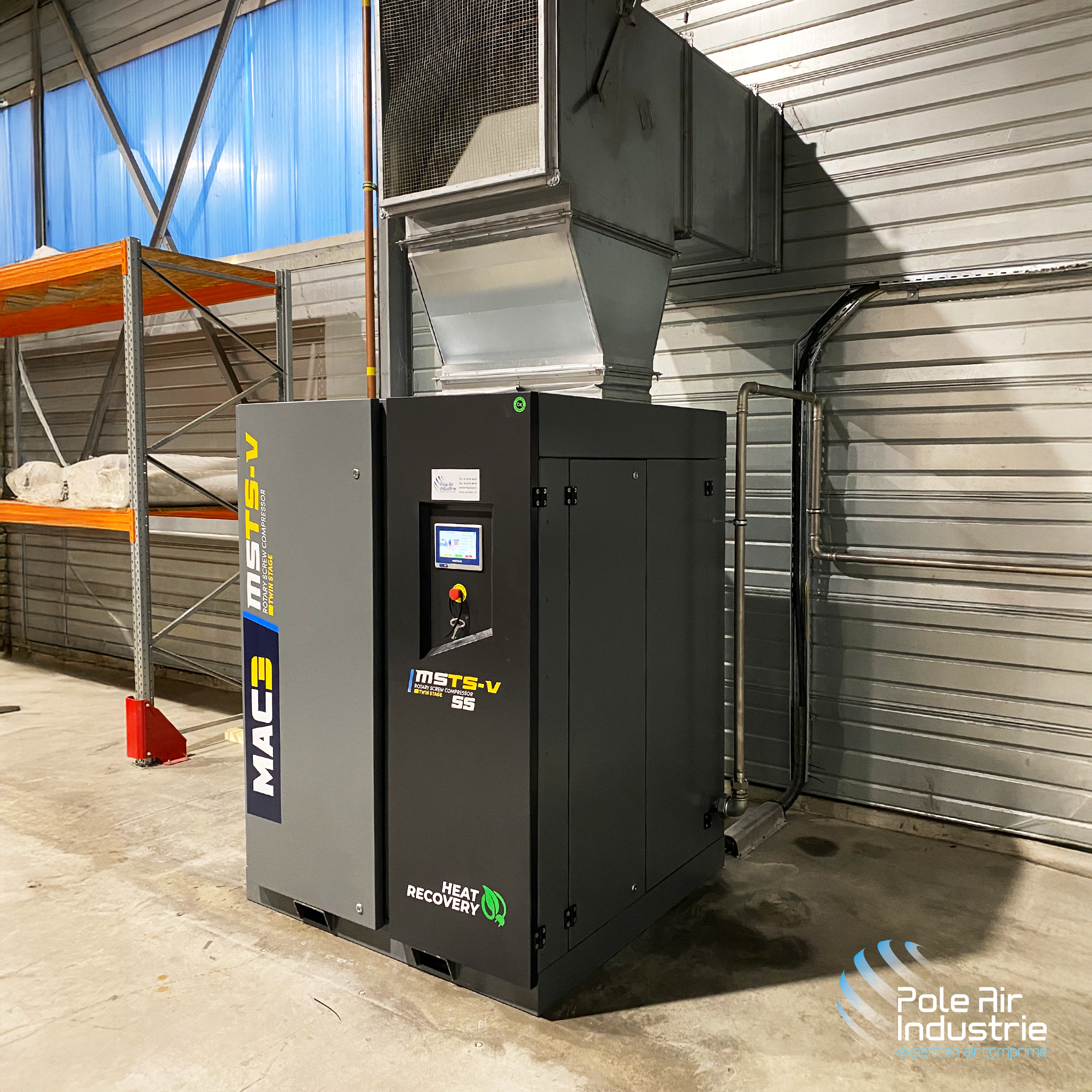 Salle de compresseurs d’air industriel en environnement technique
