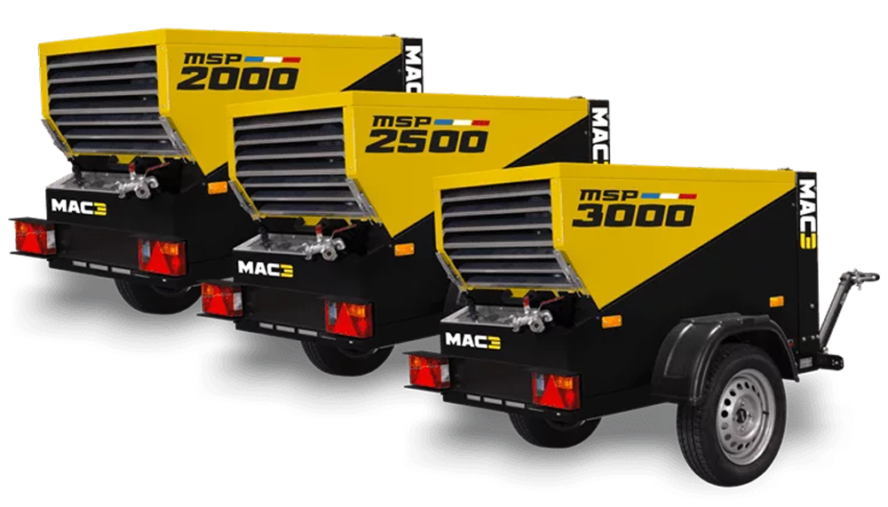 Gamme MSP compresseurs mobiles chantier BTP air comprimé outils pneumatiques construction